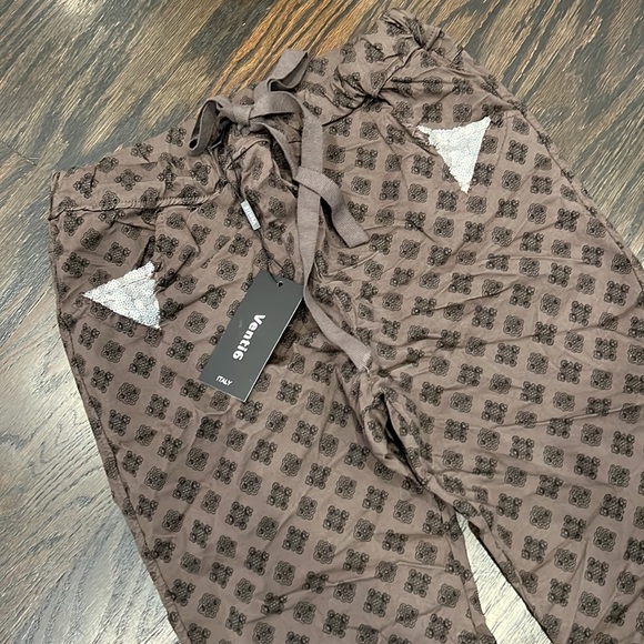 *JUST LISTED*NWT Venti6 soft brown with black print super stretchy jogger pants - Picture 2 of 3